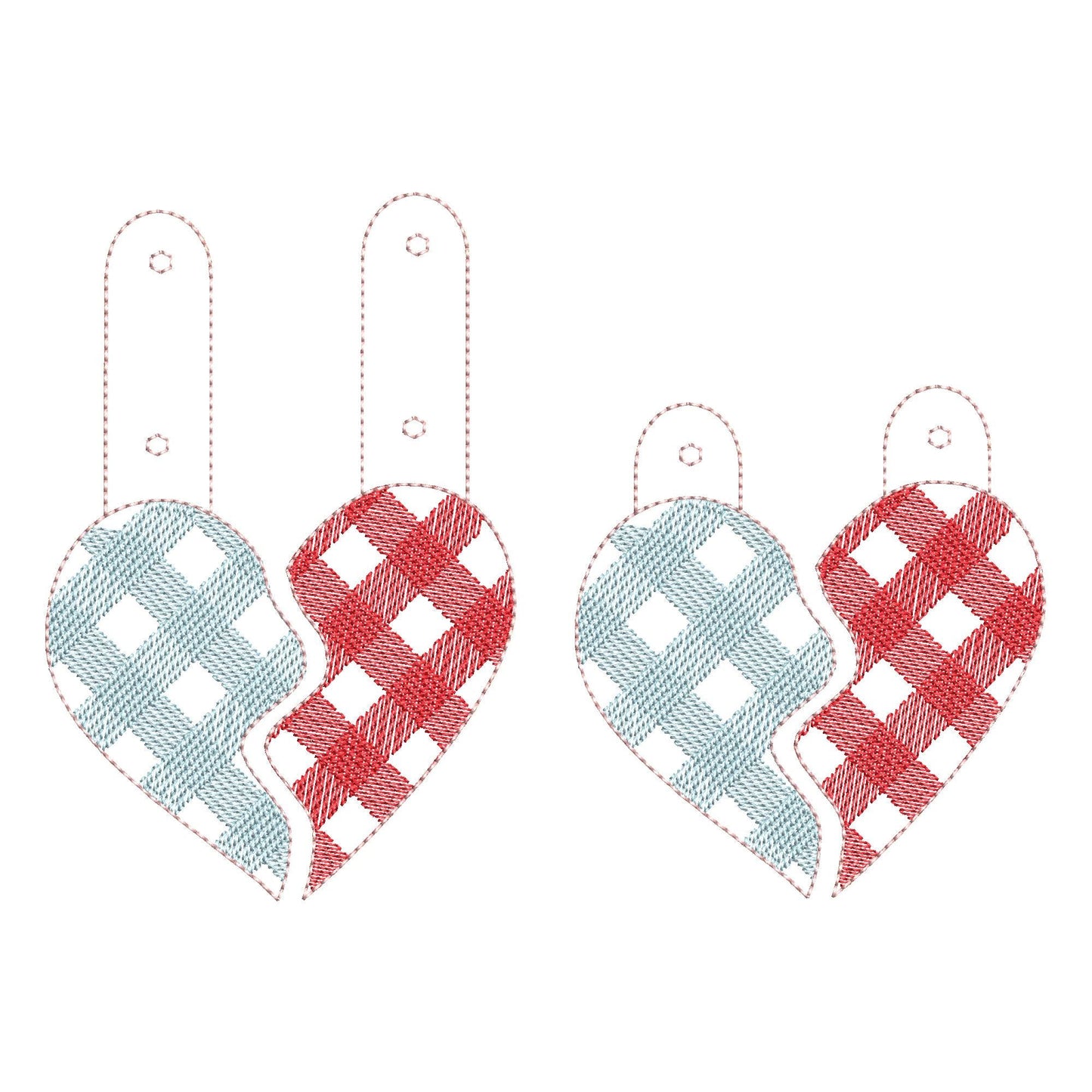 Plaid Split Heart Keychain