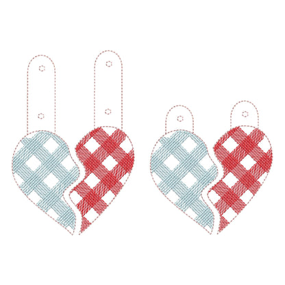 Plaid Split Heart Keychain