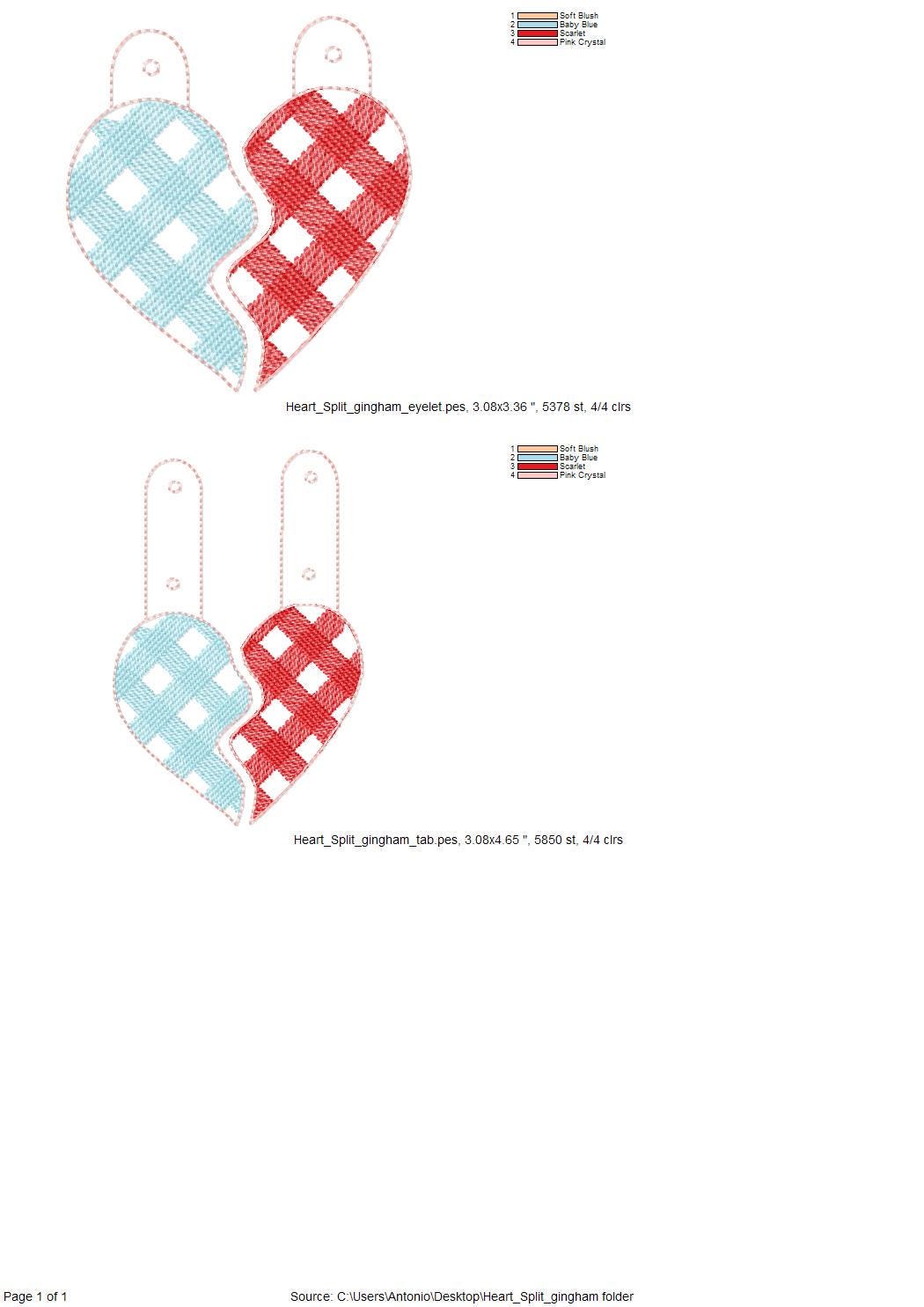 Plaid Split Heart Keychain