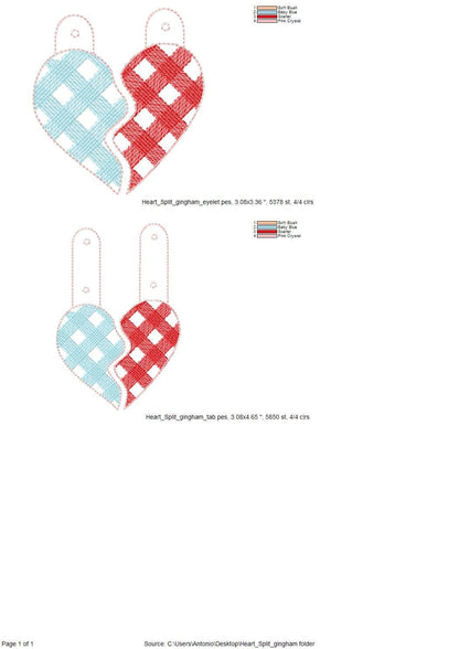 Plaid Split Heart Keychain