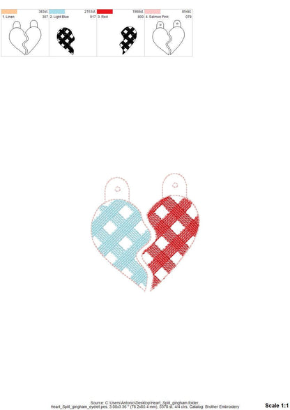 Plaid Split Heart Keychain