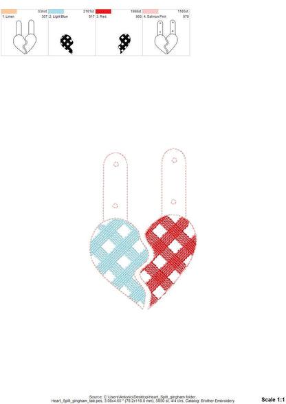 Plaid Split Heart Keychain