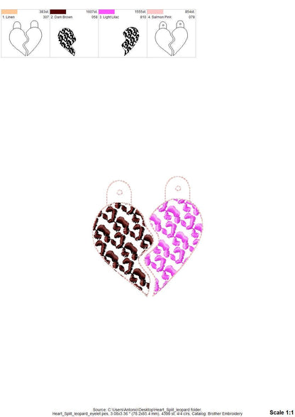 Leopard Split Heart Keychain
