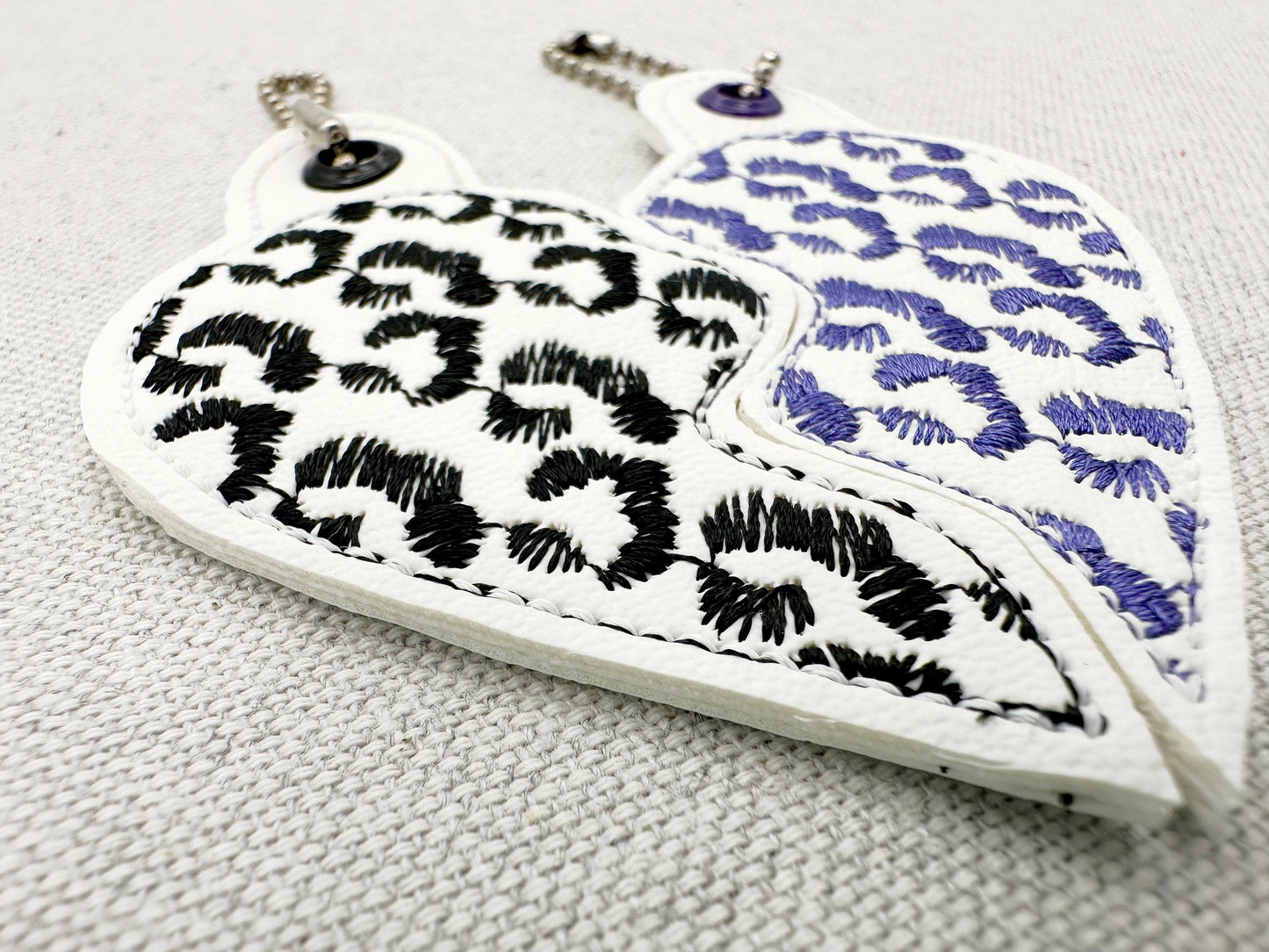 Leopard Split Heart Keychain