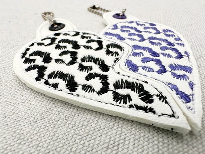 Leopard Split Heart Keychain