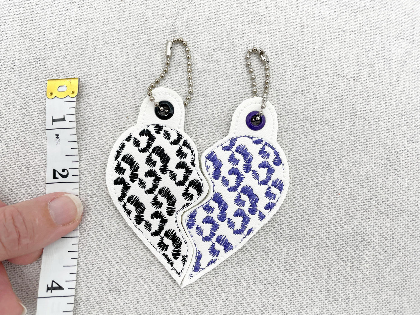 Leopard Split Heart Keychain