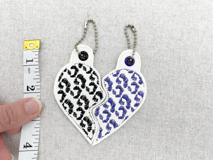 Leopard Split Heart Keychain