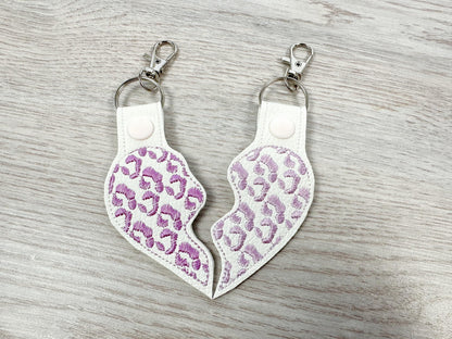 Leopard Split Heart Keychain