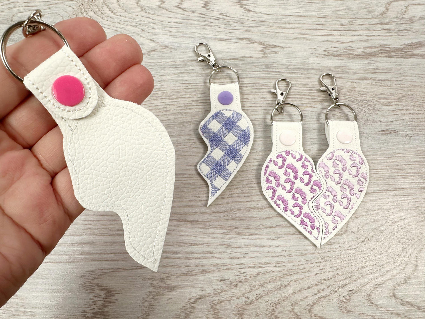 Plaid Split Heart Keychain