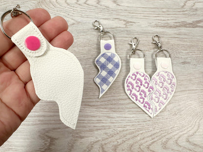 Plaid Split Heart Keychain