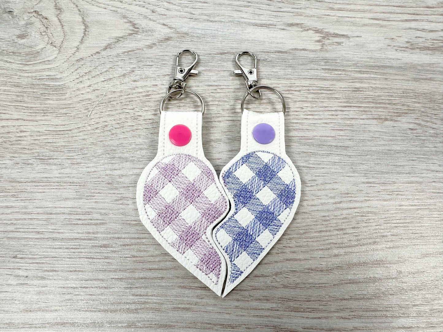 Plaid Split Heart Keychain