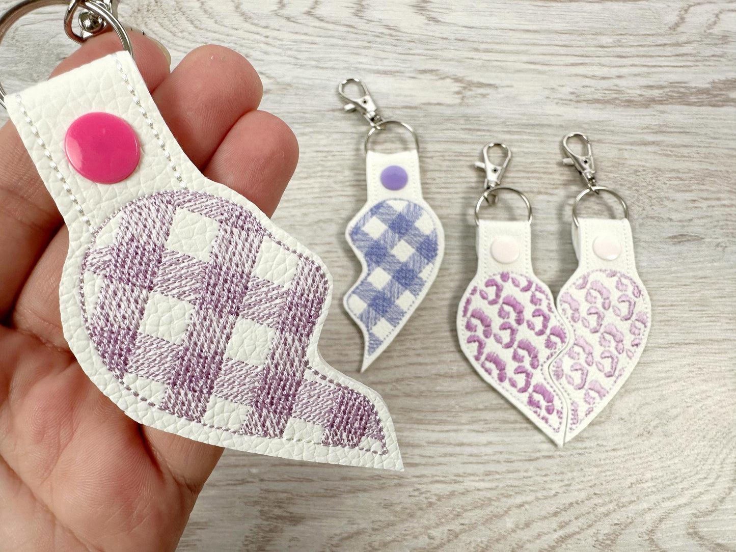 Plaid Split Heart Keychain