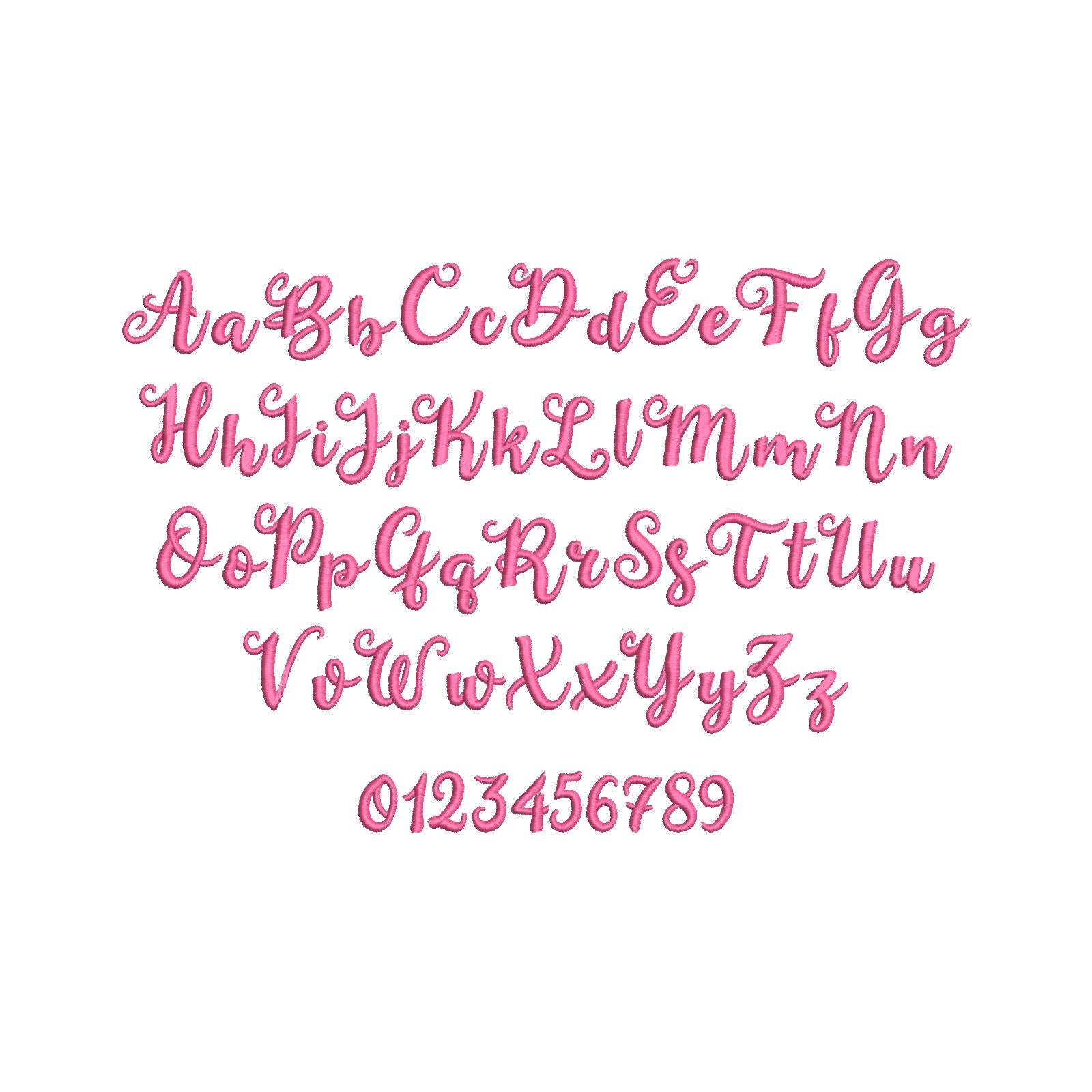 Cute curl FONT handwritten script Alphabet satin stitch Monogram girls pretty font machine embroidery designs mini sizes