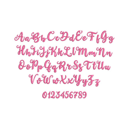 Cute curl FONT handwritten script Alphabet satin stitch Monogram girls pretty font machine embroidery designs mini sizes