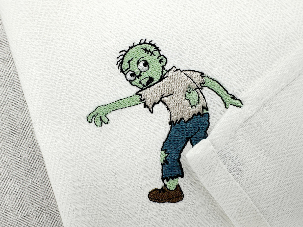 Halloween Spooky Zombie Apocalypse stealing kitchen dish towel animal thief machine embroidery designs ITH