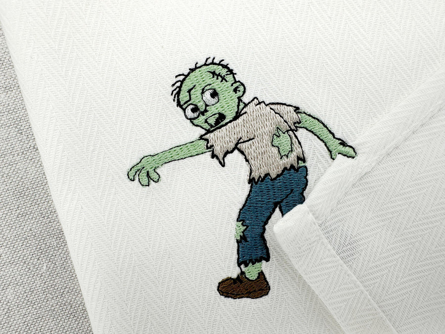 Halloween Spooky Zombie Apocalypse stealing kitchen dish towel animal thief machine embroidery designs ITH