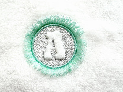 Embossed Circle Monogram fringed frame alphabet letters A-Z machine embroidery designs for hoop 4x4 wedding birthday gift idea
