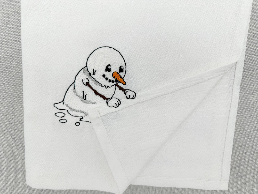 Melting Snowman stealing kitchen dish towel thief kids machine embroidery designs ITH Christmas gift idea
