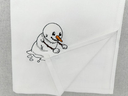 Melting Snowman stealing kitchen dish towel thief kids machine embroidery designs ITH Christmas gift idea