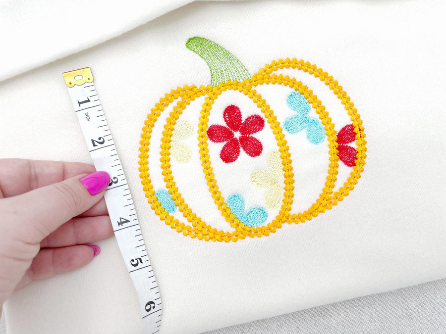 Thanksgiving Floral Pumpkin chunky thread effect outline machine embroidery designs Fall Kitchen farm harvest