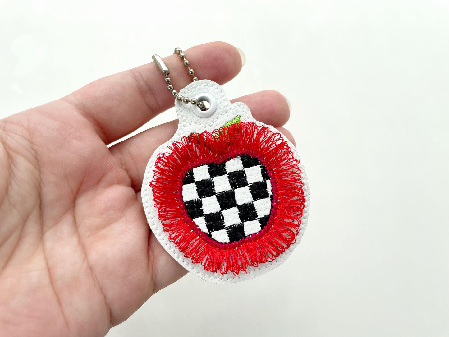 Checkered Fringed Apple Keychain