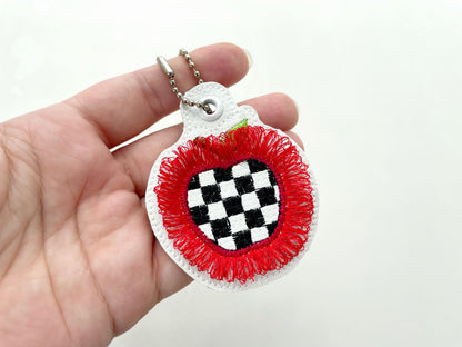 Checkered Fringed Apple Keychain
