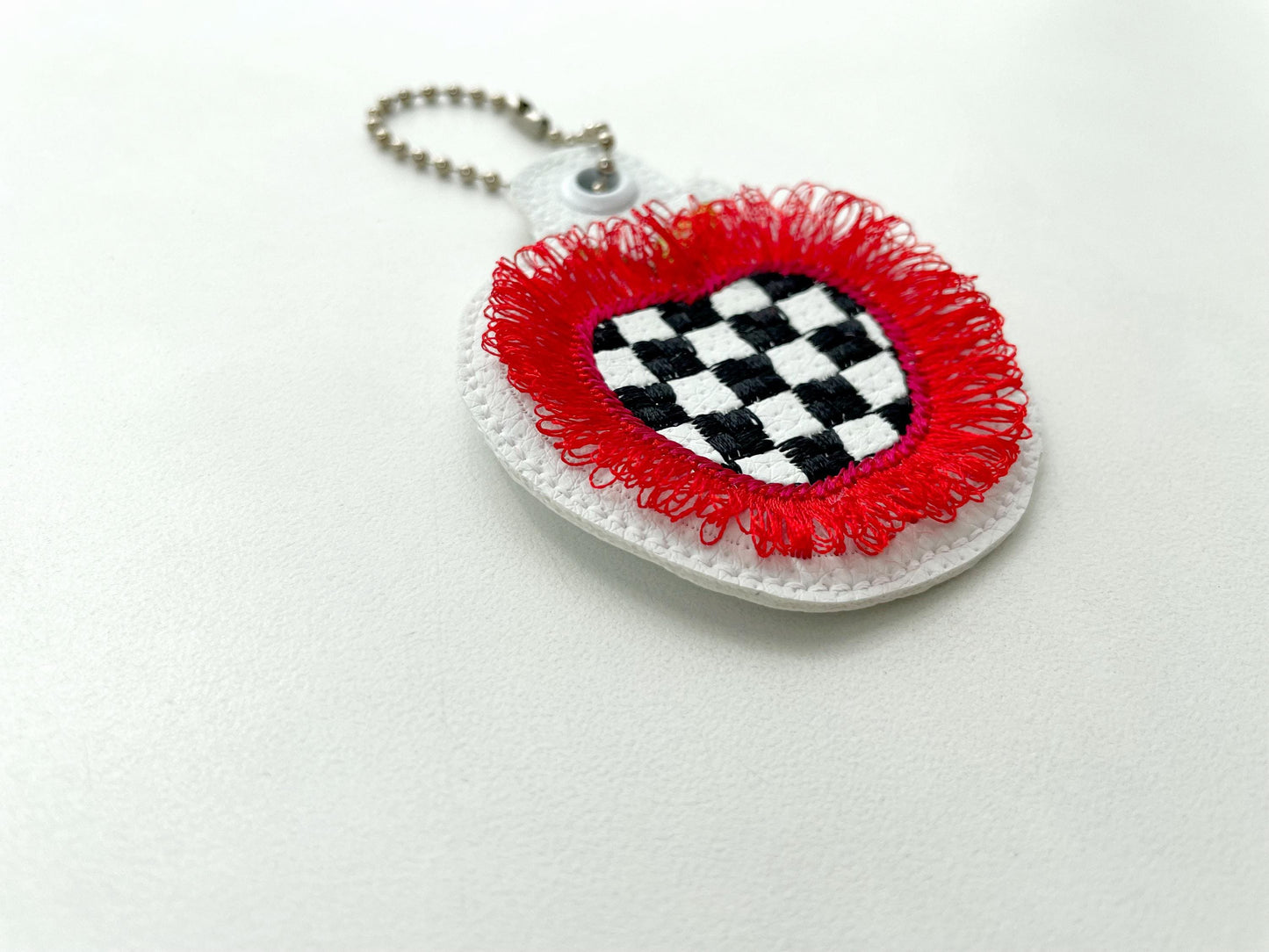 Checkered Fringed Apple Keychain