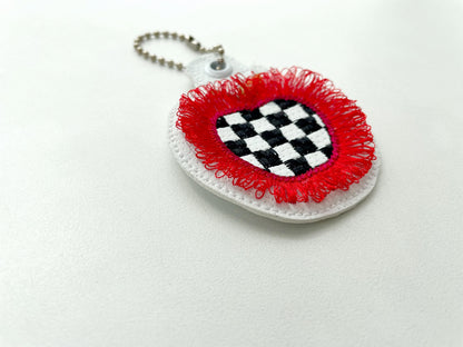 Checkered Fringed Apple Keychain