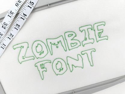 Spooky thin outline stitch Zombie FONT Alphabet machine embroidery designs kids Halloween Monogram BX