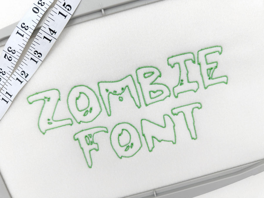 Spooky thin outline stitch Zombie FONT Alphabet machine embroidery designs kids Halloween Monogram BX