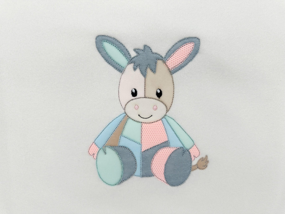 little Patchwork Donkey Soft Toy Raggedy Applique machine embroidery designs kids baby farm animal