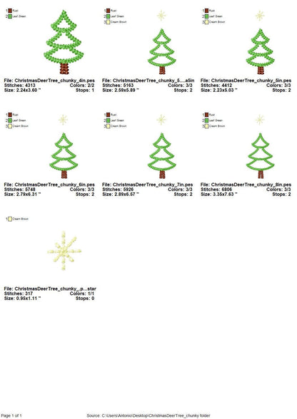 Cerf et sapin de Noël à effet fil épais