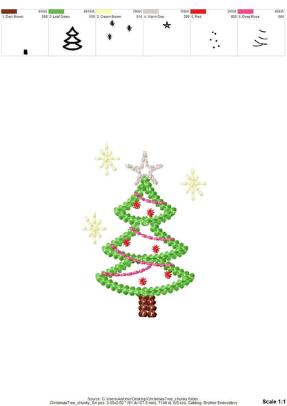 Sparkling Star Christmas Tree Chunky Thread Effect