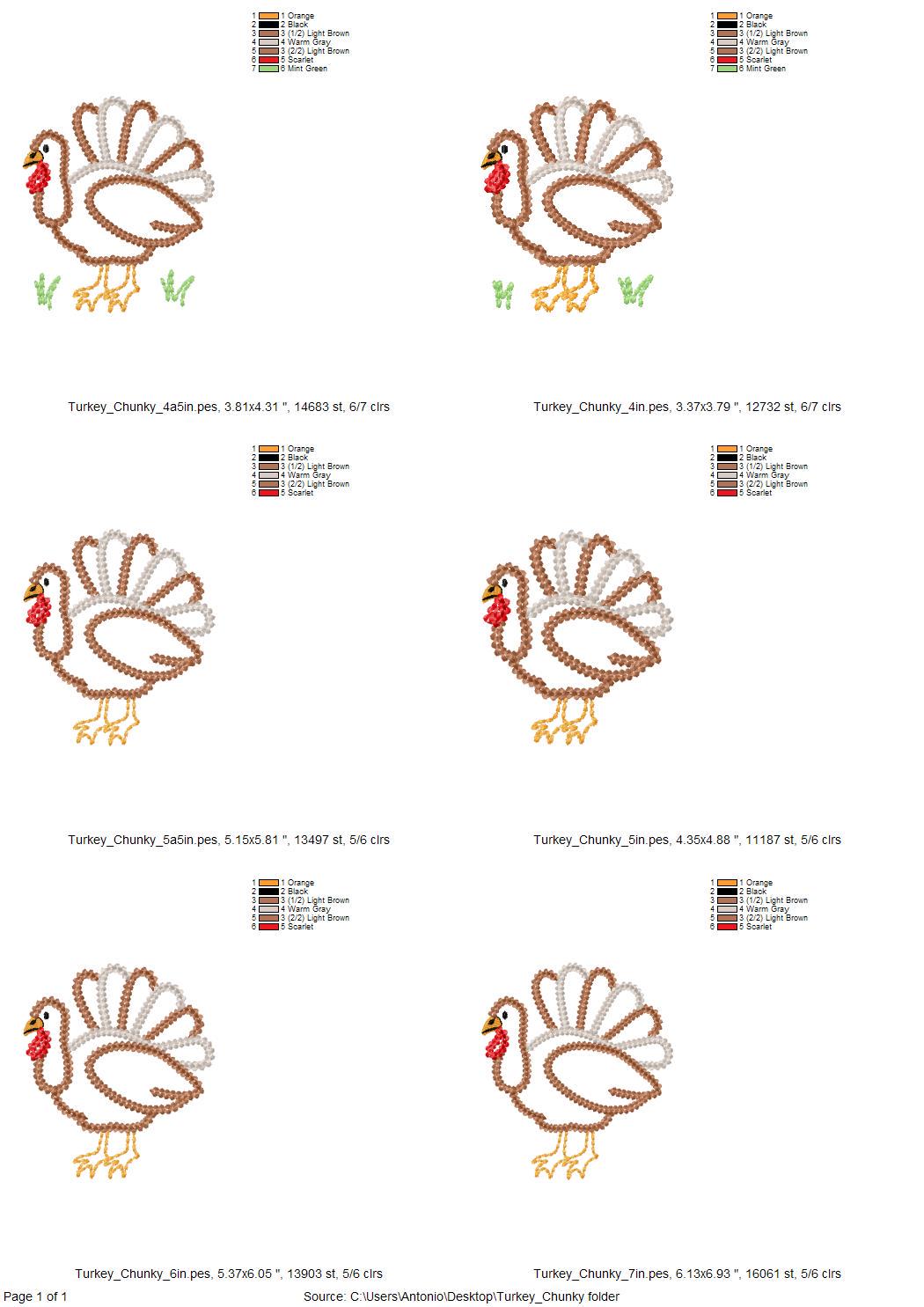 Turkey Bird Chunky Outline