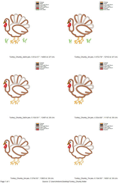 Turkey Bird Chunky Outline
