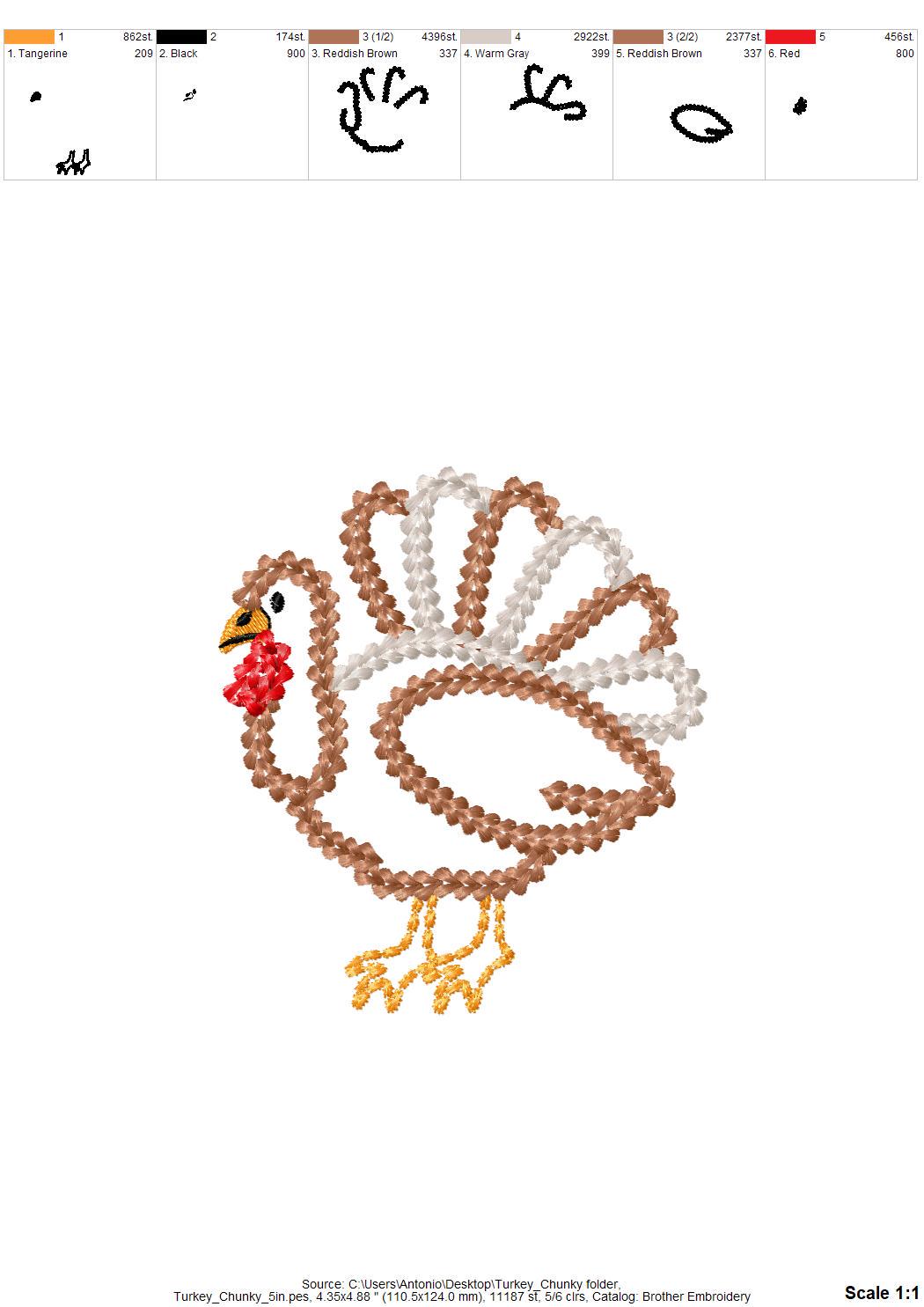 Turkey Bird Chunky Outline