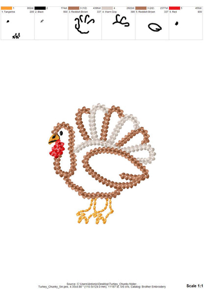 Turkey Bird Chunky Outline