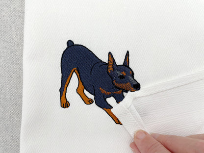 playing Doberman Pinscher Puppy Dog Mama kitchen dish towel pet animal kids machine embroidery designs ITH
