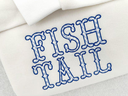 Patterned Fishtail FONT Monogram Machine Embroidery Designs Western style chic pattern Alphabet