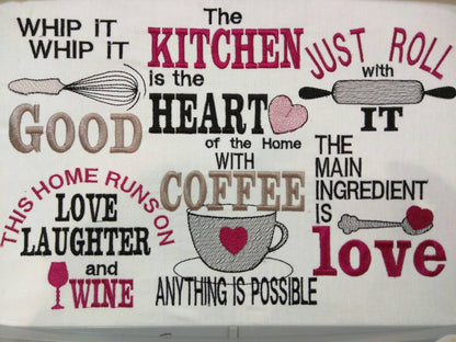 Kitchen cute quote saying Set machine embroidery designs