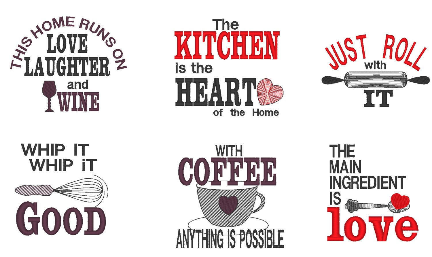 Kitchen cute quote saying Set machine embroidery designs