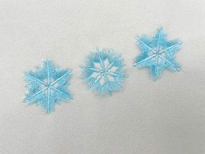 Fringed fluffy Snowflake SET of 3 Christmas fringe snow machine embroidery designs kids funny