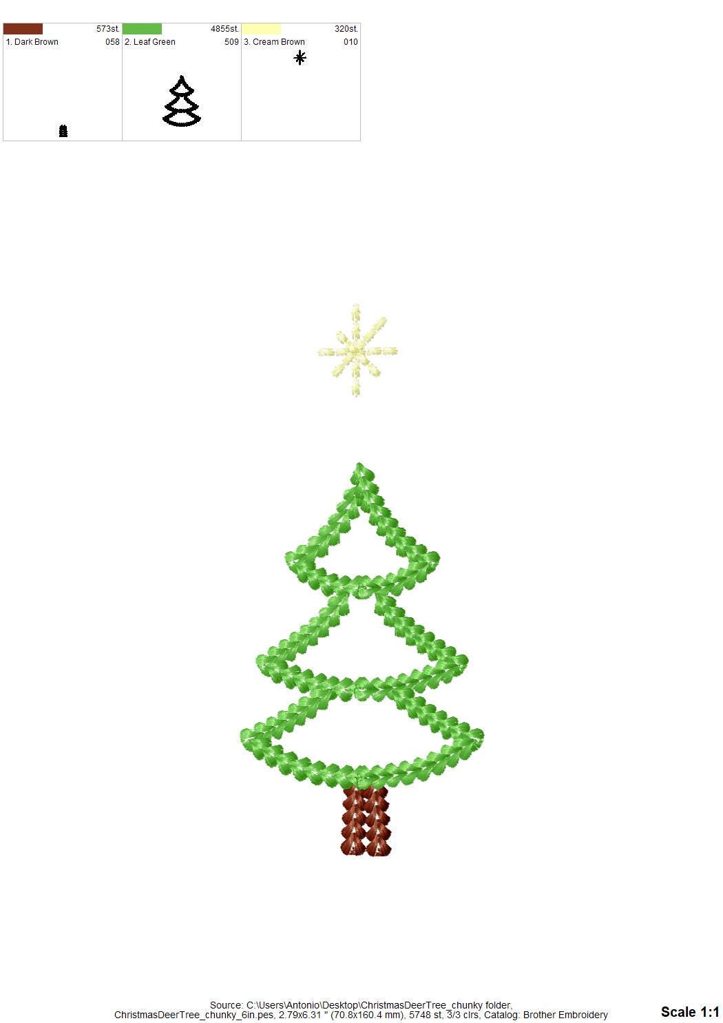 Cerf et sapin de Noël à effet fil épais