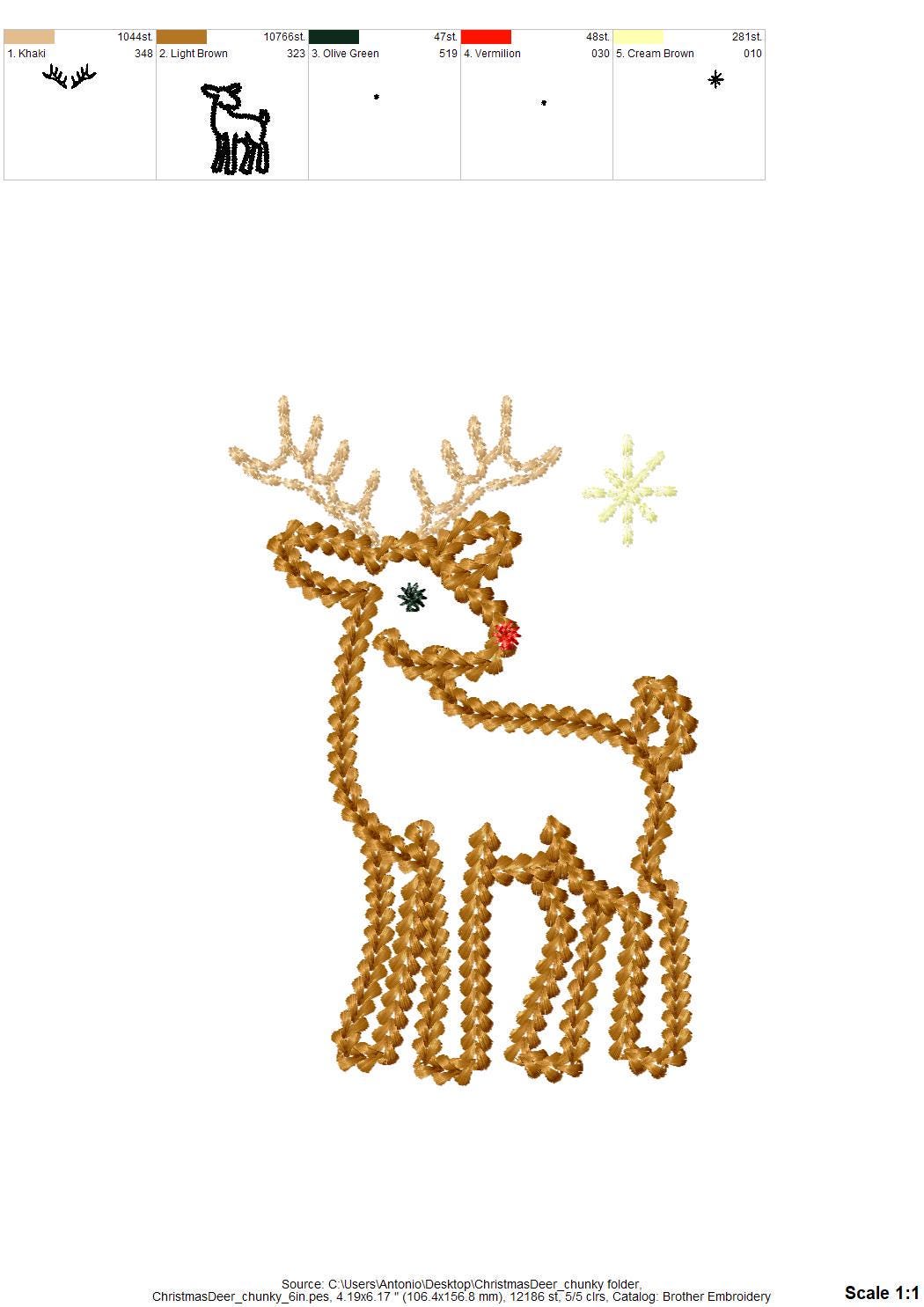 Cerf et sapin de Noël à effet fil épais