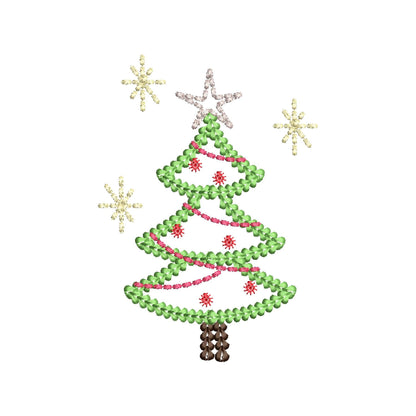 Sparkling Star Christmas Tree Chunky Thread Effect