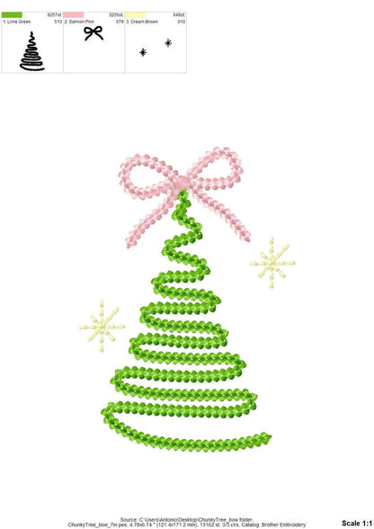 Bow Christmas Tree Chunky Thread Effect