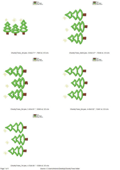 Árboles de Navidad del bosque con efecto de hilo grueso
