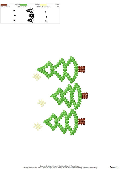 Árboles de Navidad del bosque con efecto de hilo grueso
