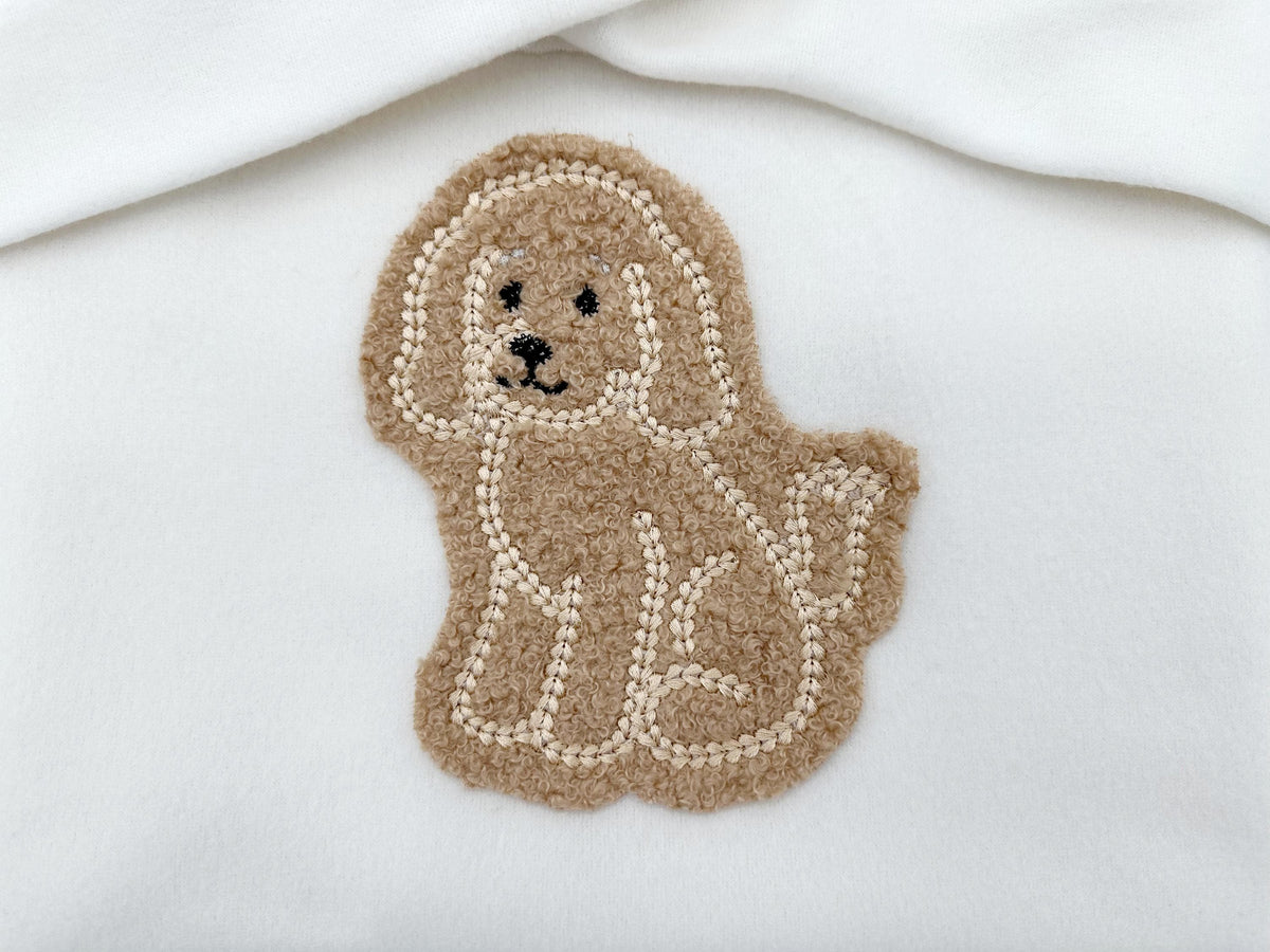 Cute Poodle puppy dog outline chunky thread effect chain stitch machine embroidery designs kids baby design