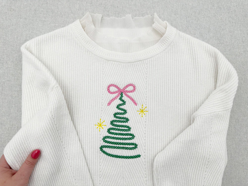 Bow Christmas Tree Chunky Thread Effect – machine embroidery design by Artapli, photo 2
